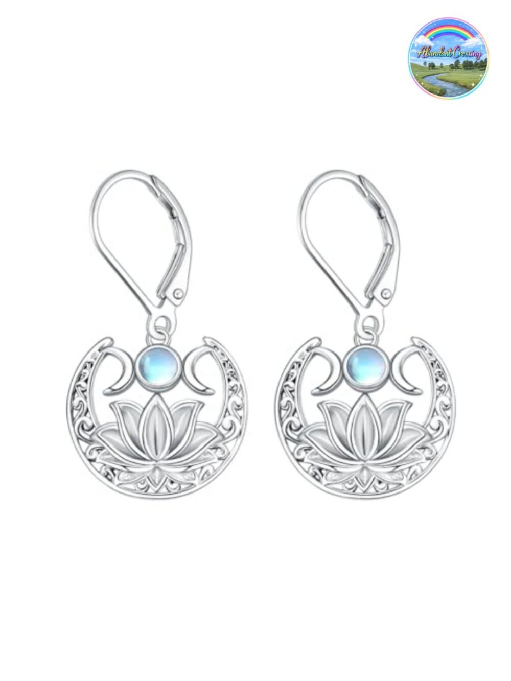 Moonstone Dangle Drop Earrings 925 Sterling Silver Leverback Filigree